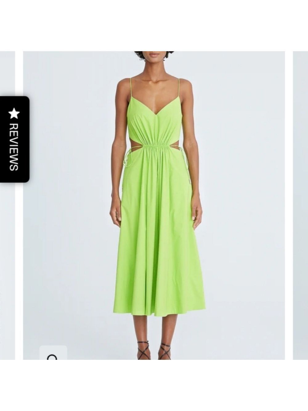 Halston Carmen Ruched Shirting Dress Neon Green